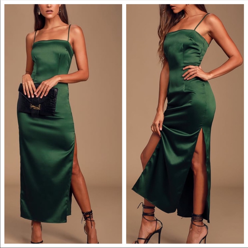 Forrest Green Satin Dress